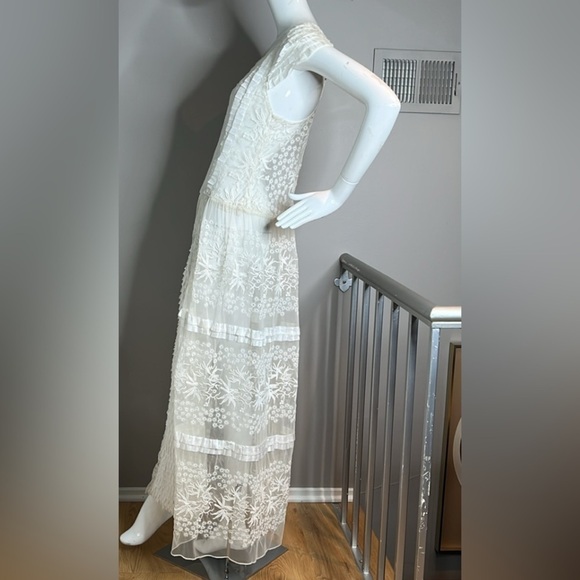 Candela Sz 6 Off White Long Sheer Dress - Picture 5 of 10